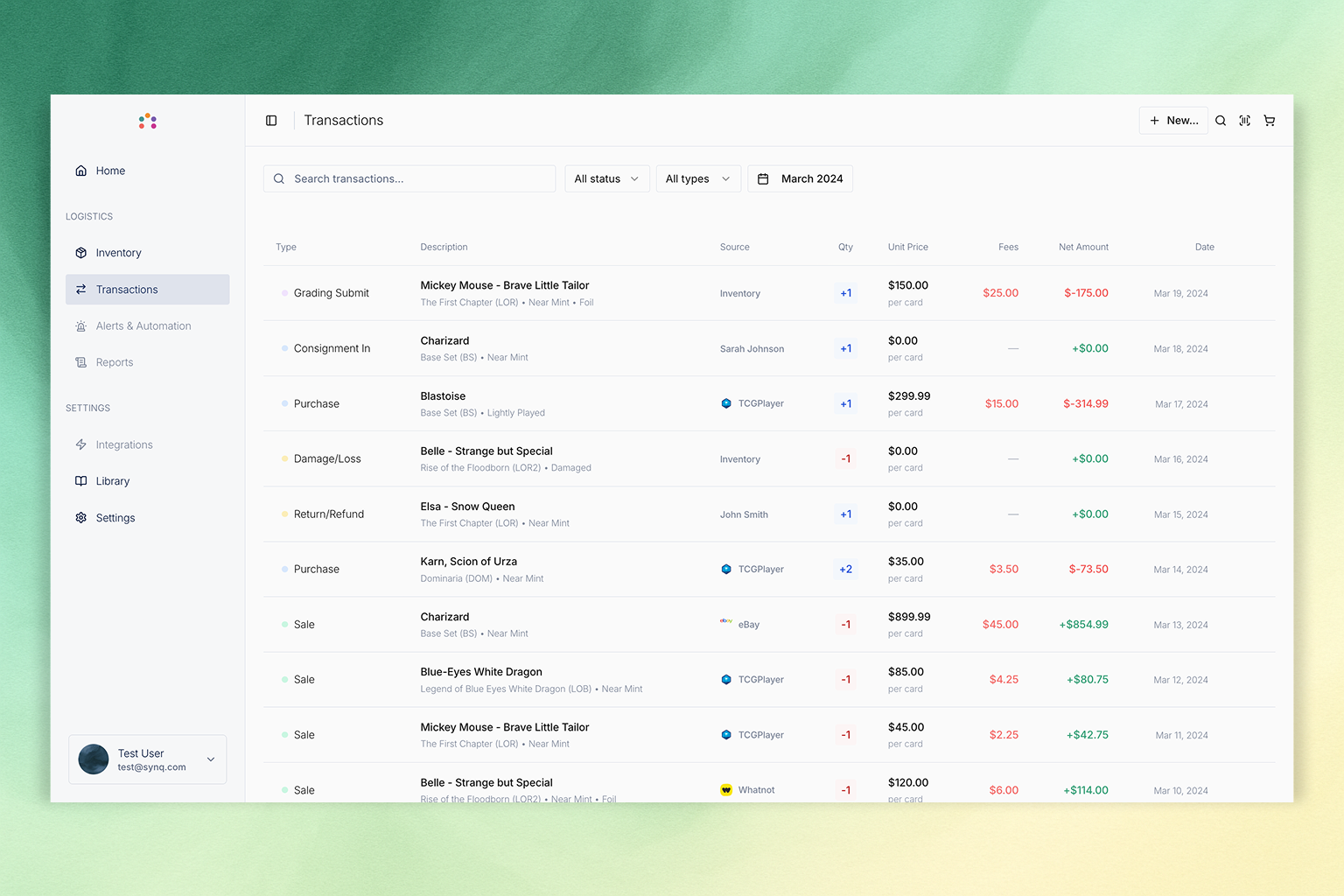 Transactions Dashboard